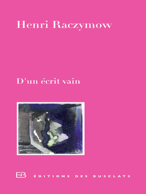 cover image of D'un écrit vain